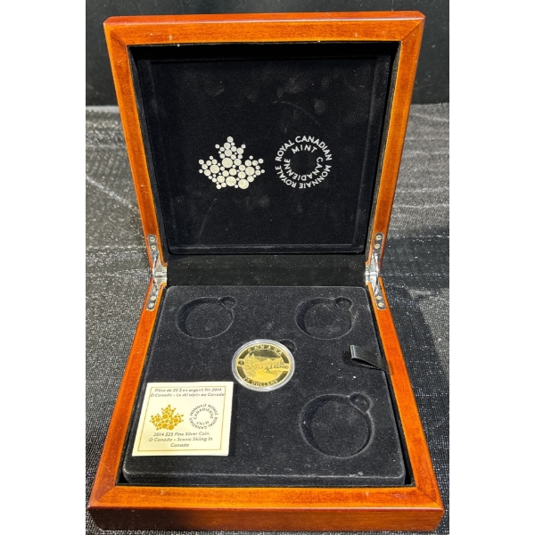 2014 Royal Canadian Mint $25 Fine Silver Coin Scenic Skiing in Canada
