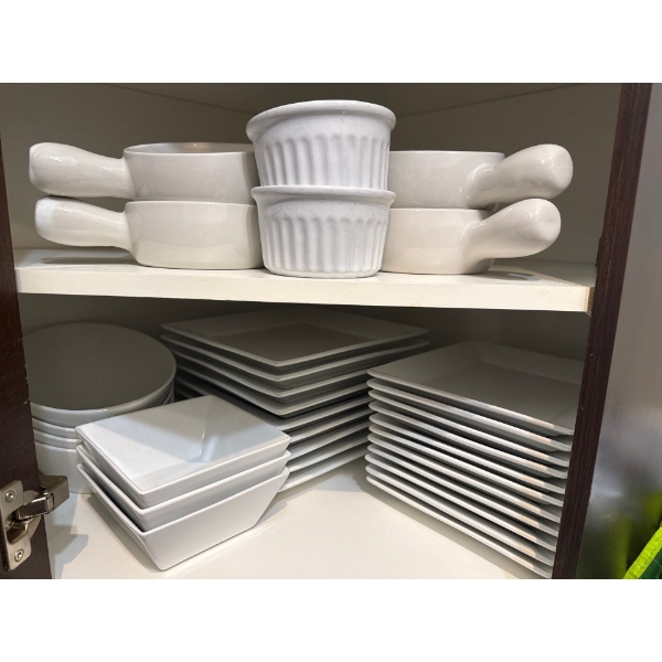Modern Square Dishware Collection w/ Ramekins French Onion Soup Bowls & More 