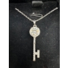 Image 1 : 1ct Round Moissanite with 33 Round Cubic Zirconia in Round Halo & Key Shape 925 Silver Pendant