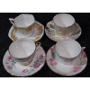 Image 2 : Four Fine Bone China Tea Cups with Matching Saucers, Mixed Floral Designs