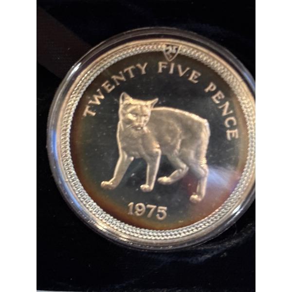 25 pence 1975 - Isle of Man cat .925 Silver 
