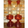 Image 1 : Vintage Ruby Red Flash Hurricane Oil Lamps  (X2) Kerosene Lantern