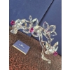 Image 3 : Swarovski Crystal Flower Branch Sculpture With Pink Accents and Original Boxes