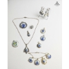 Image 2 :  Collection Of Vintage Dutch Delft Porcelain Costume Jewelry , Necklace, Bracelet, Earrings.
