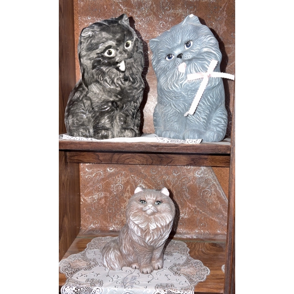Three Ceramic Cat Figurines
