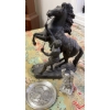 Image 3 : Spelter Marley Black Horse - Iron Stallion Sculpture w/ Metal Buddah & Coaster