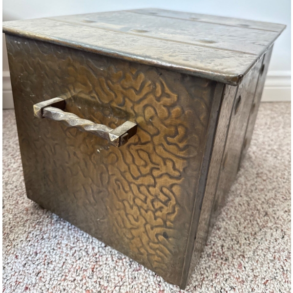 Dowry Chest -Vintage Indian Copper Covered Wood Chest 13T
