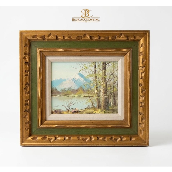 Framed Oil Painting On Canvas Titled "Mountain Landscape" 18''*16''INCHES