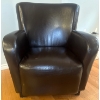 Image 5 : Black Leather Club Chair & Matching Ottoman "Tub Chair"  31x31x35"tall 