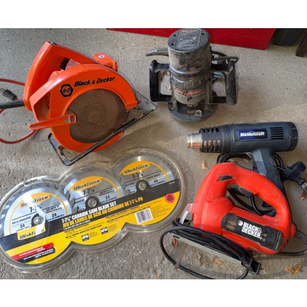 Power Tool Collection - Mastercraft Heat Gun B&D Router Circular Saw Jig Saw & More