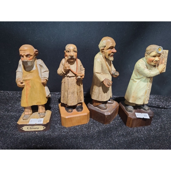 Anri Carved Wood Physician Figurines- 5.5 - 6 T 