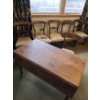 Wooden Dining Table on Wheels  55 L with Flaps Open, 46 W, 29 T and 6 Assorted Side Chairs