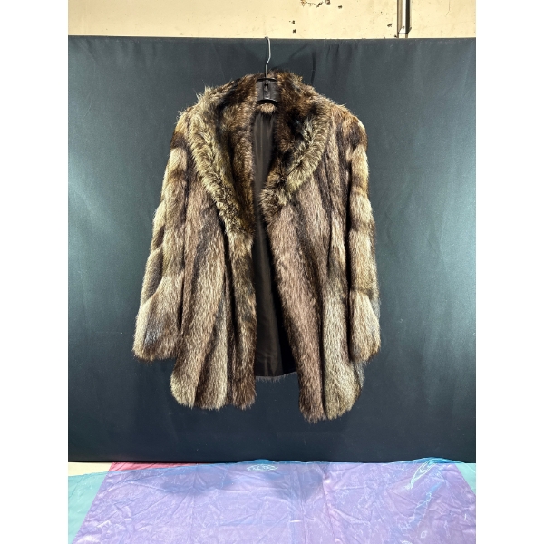 Womens Raccoon Fur Coat, Satin Lining and Dasco Clasps