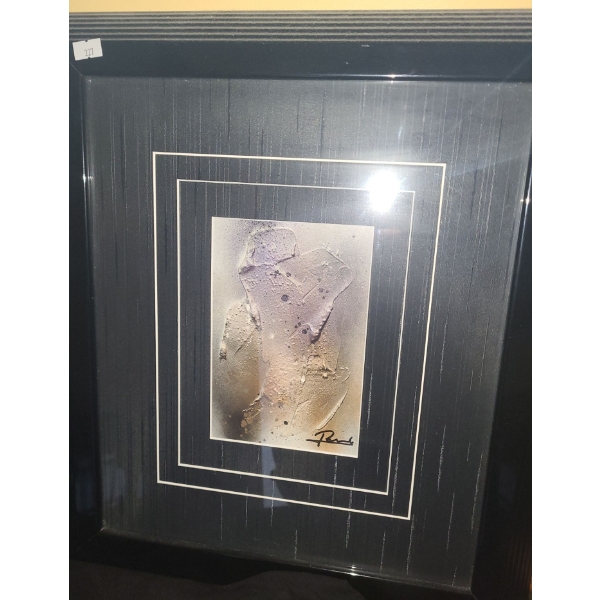Framed Modern Abstract 16 X 18, Signature Illegible