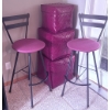 Image 1 : Black Metal Bar Stools with Purple Fabric Seats