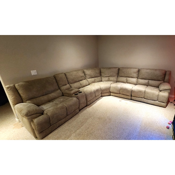 The Brick - Luke 6 Piece Sectional - 2 Power Reclining Seats, Console, USB/USBC Ports- 18FT LENGTH