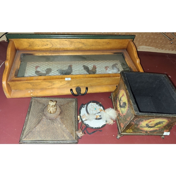 Rooster Storage Box and Chicken Wall Shelf 
