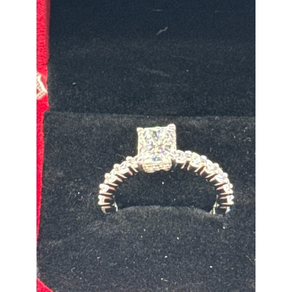 2ct GRA Certified Brilliant Cut Moissanite with 16 Round Cut CZ's set in 925 Silver Ring