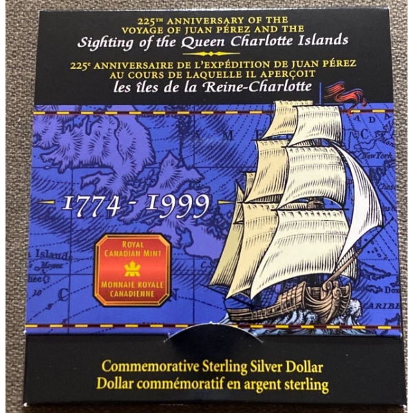 1999 Juan Perez Proof Dollar 92.5% Silver 25.175 Grams