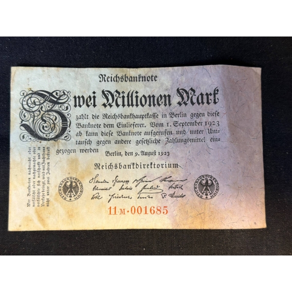 Vintage German Banknote-Style Document with Printed Serial Number