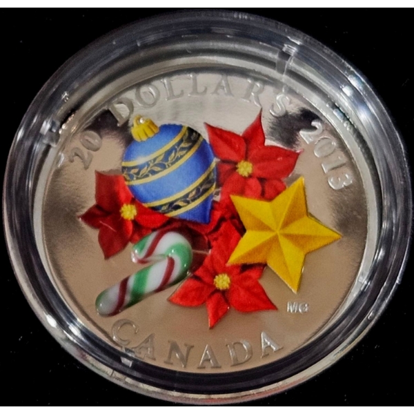 2013 $20 Venetian Glass Candy Cane in Murano Glass - 99.9% Fine Silver Coin - #1