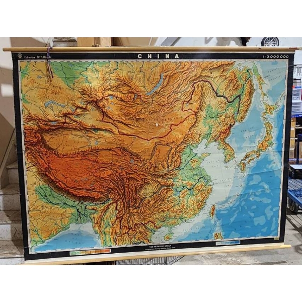 Roll-Down Map of China by Dr. H. Haack, 83 Inches in Height