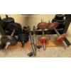 Image 5 : York Folding Weight Bench & Barbell /Weight Plates w/Leg Extension  69x62x48"tall