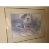 Image 1 : Framed Print of Watercolor Country House 33 X 25, Signature Photographed/ Illegible