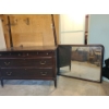 Dark Finish Wooden Dresser on Wheels 65 T,  53 L, 25 W, 2 Small / 2 Large Drawers, Mirror Included