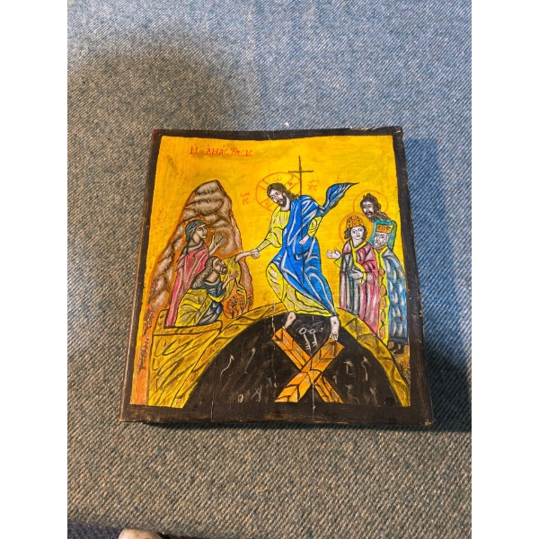 Religious Painting On Wooden Slab