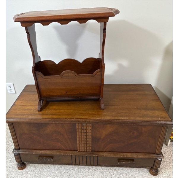 Magazine Stand w/ Gorgeous The Honderich Furniture Co. Limited 'Red Seal' Made in Canada Cedar Chest