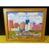 Image 2 : Judi Popham "Edmonton Skyline" Original Acrylic on Board Painting ( Measurements in Pictures)