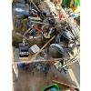 Image 1 : shop table with electric motors, Arius tools, pipe vintage license plate, plates, axis sledgehammer 