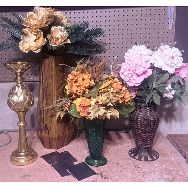 Decorative Vases with Artificial Floral Arrangements