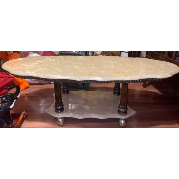 Beautiful Marble Two Tiered Coffee Table  46w x 23d x 20 tall