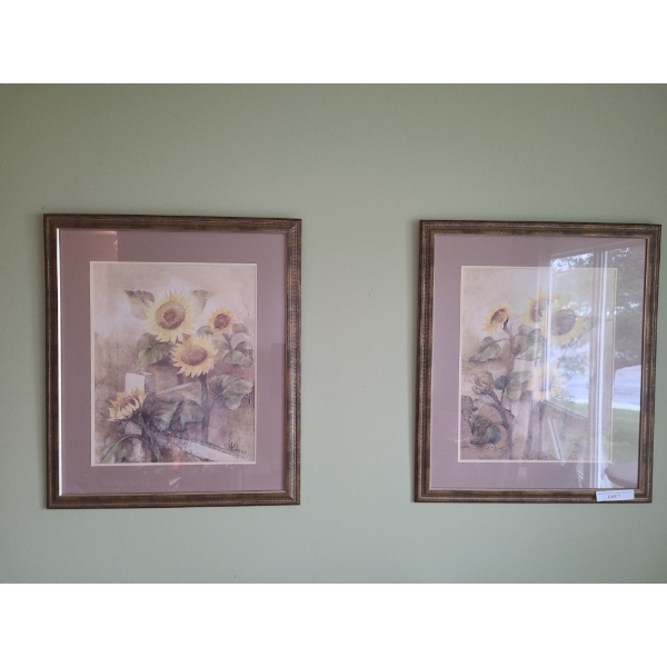 Pair of Sunflower Framed Prints 25 w, 29 h