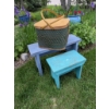 Image 5 : Farmhouse Picnic Pack with Two Painted Wooden Benches and Woven Basket