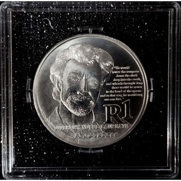 2011 PROTEA 1 South African Rand, Prof. John Maxwell Coetzee - 92.5% Sterling Silver Coin - #3