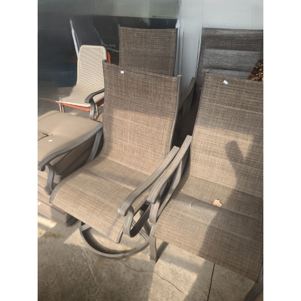 Patio Chairs- Two Standard, Two Rocking: 24 W, 22 D (24 D), 39 T, Unmatched Cushions/ Extra Chairs