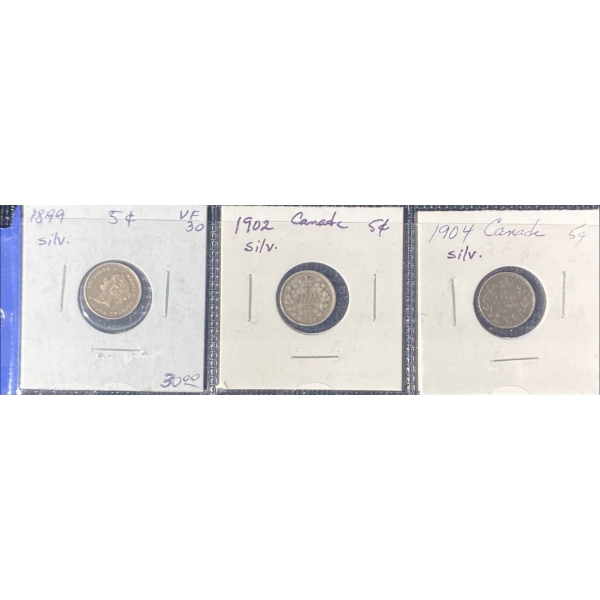 1899 - 1904 Canadian Sterling Silver Nickels 