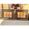 Image 1 :  two pieces of art titled "Primaries and Gold I" created by Marianne Vandubley. Professionally frame