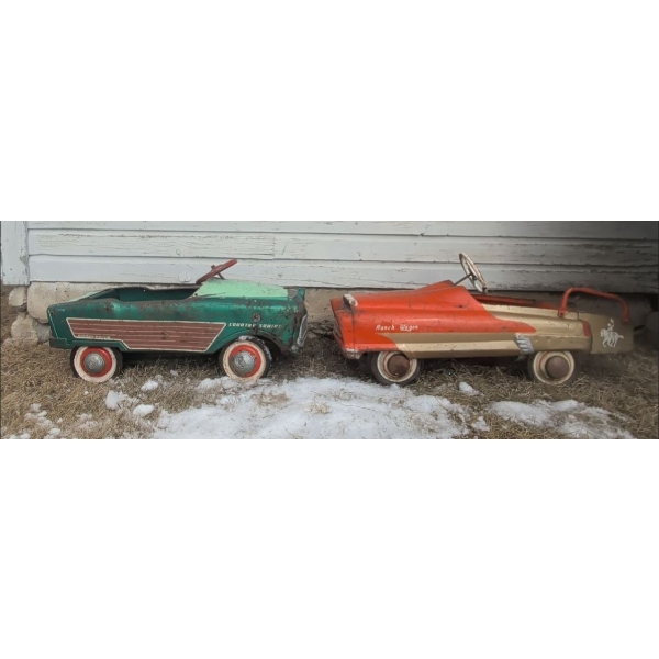 1950s Murray Lancer Country Squire Pedal Car w/ Garton Ranch Wagon Chain Drive Pedal Car