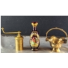 Image 5 : Vintage Brass Pepper Mill and Basket, Ruby Red Glass Decanter