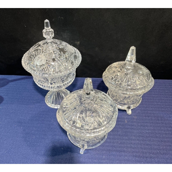 Collection of Crystal Candy Dishes with Lids