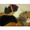 Image 1 : Genuine Fur Fashion Accessories & Cold Weather Cozies In Woven Rattan Basket 12T