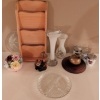 Image 1 : Vintage Decorative Kitchen Items & More - 3 Shelf Wood Organizer Blown Glass Vase 