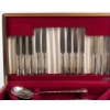 Image 3 :  Walker & Hall Sheffield England" Set. Wooden Storage Chest, Dinner Knives, Forks, And Spoons 46 PCS