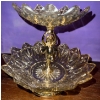 Image 4 : Federal Glass' Petal Iridescent Clear Carnival Glass Two-Tier Cake Stand +More