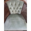 Image 3 : Pair of Chairs w/ Green Tufted Back Velvet and Rattan Detail 25 W, 22 D, 29 T