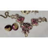 Image 1 : Vintage Jewelry and Collectibles Including Necklace, Brooches, and Stamps Tokens in Clutch Purse